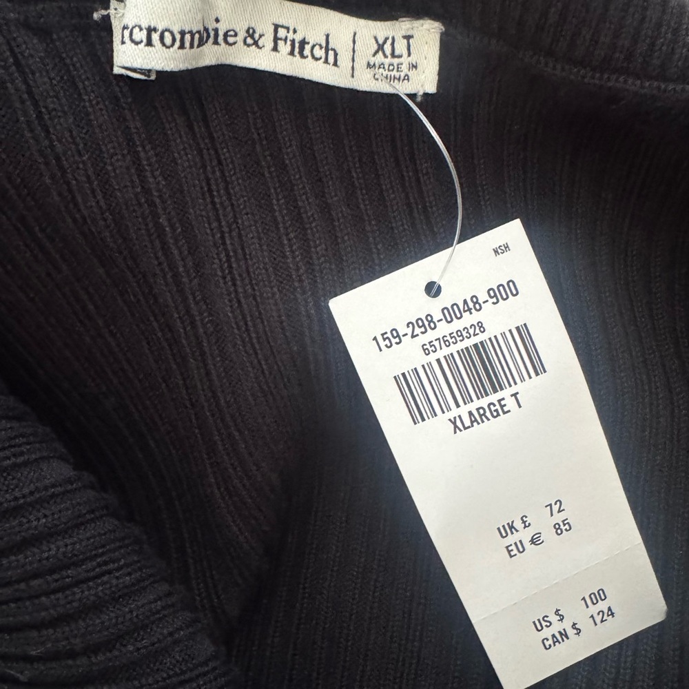 Abercrombie & Fitch Ribbed Midi Sweater Black Dress Size XL - Picture 9 of 10